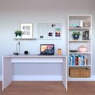 Escrivaninha com Estante e Prateleira KitCubos Branca e Cinza Cristal Escrivaninha com Estante e Prateleira KitCubos Branca e Cinza Cristal