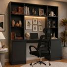 Escrivaninha com Estante Escritório 2 Portas e 5 Prateleiras Smart Multimóveis MP6075