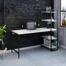 Escrivaninha com Estante Industrial com 4 Prateleiras - Preto/Snow Escrivaninha com Estante Industrial com 4 Prateleiras - Preto/Snow