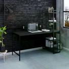 Escrivaninha com Estante Industrial com 4 Prateleiras - Preto Escrivaninha com Estante Industrial com 4 Prateleiras - Preto