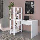 Escrivaninha com Estante Match Branco 4 Prateleiras - Artely Escrivaninha com Estante Match Branco 4 Prateleiras - Artely