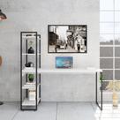 Escrivaninha com Estante Studio Branca e Preta 146 cm Escrivaninha com Estante Studio Branca e Preta 146 cm