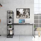 Escrivaninha com Estante Studio Preta 146 cm Escrivaninha com Estante Studio Preta 146 cm