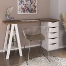 Escrivaninha Com Gaveteiro Mesa Office Spirit Ii Nogal-branco Escrivaninha Com Gaveteiro Mesa Office Spirit Ii Nogal-branco
