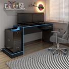Escrivaninha Com Porta CPU e 1 Gaveta Artely Gamer Cor Preto com Azul