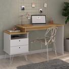 Escrivaninha Com Regulagem e 2 Gavetas Artany Plus Cor Olmo com Branco