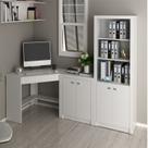 Escrivaninha de Canto com 1 Gaveta, Armário Baixo e Armário Alto