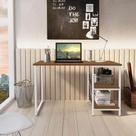 Escrivaninha De Notebook Office Star 120cm 2 Prateleiras Klm Branco Com Imbuia