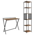 Escrivaninha Dobravel Estante 180 Cm Industrial 22x23 Preto Mell Pp Preto Mell