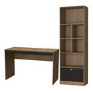 Escrivaninha e Estante Livreiro Para Escritorio B30 Mell Preto NOVAM