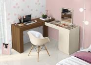 Escrivaninha em L com Penteadeira Star Freijo Off White - Mobler