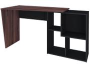 Escrivaninha Em L ou Reta Com 4 Nichos Artany Urban Cor Ipê com Preto