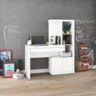 Escrivaninha Estante com 2 Portas e 1 Gaveta Funcional MDP Branco Tecnomobili Cor:Branco