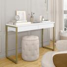 Escrivaninha Estilo Industrial Cayman 2 Gavetas Dourado/branco - M.a