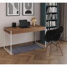 Escrivaninha Home Office Estilo Industrial Amêndoa 137X53Cm Ferro Branco Com 1 Poltrona Preta Escrivaninha Home Office Estilo Industrial Amêndoa 137X53Cm Ferro Branco Com 1 Poltrona Preta