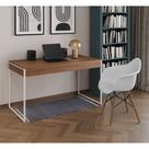 Escrivaninha Home Office Estilo Industrial Malta Amêndoa 137x53cm Ferro Branco com 1 Poltrona Branca Escrivaninha Home Office Estilo Industrial Malta Amêndoa 137x53cm Ferro Branco com 1 Poltrona Branca