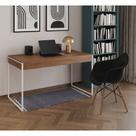 Escrivaninha Home Office Estilo Industrial Malta Amêndoa 137x53cm Ferro Branco com 1 Poltrona Preta Escrivaninha Home Office Estilo Industrial Malta Amêndoa 137x53cm Ferro Branco com 1 Poltrona Preta