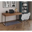 Escrivaninha Home Office Estilo Industrial Malta Amêndoa 137x53cm Ferro Preto com 1 Poltrona Branca Escrivaninha Home Office Estilo Industrial Malta Amêndoa 137x53cm Ferro Preto com 1 Poltrona Branca