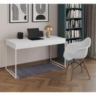 Escrivaninha Home Office Estilo Industrial Malta Branca 137x53cm Ferro Branco com 1 Poltrona Branca Escrivaninha Home Office Estilo Industrial Malta Branca 137x53cm Ferro Branco com 1 Poltrona Branca
