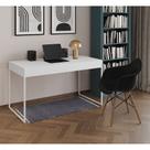 Escrivaninha Home Office Estilo Industrial Malta Branca 137x53cm Ferro Branco com 1 Poltrona Preta E Escrivaninha Home Office Estilo Industrial Malta Branca 137x53cm Ferro Branco com 1 Poltrona Preta E