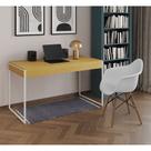Escrivaninha Home Office Estilo Industrial Malta Canela 137x53cm Ferro Branco com 1 Poltrona Branca Escrivaninha Home Office Estilo Industrial Malta Canela 137x53cm Ferro Branco com 1 Poltrona Branca