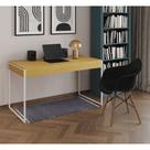 Escrivaninha Home Office Estilo Industrial Malta Canela 137x53cm Ferro Branco com 1 Poltrona Preta E Escrivaninha Home Office Estilo Industrial Malta Canela 137x53cm Ferro Branco com 1 Poltrona Preta E