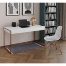 Escrivaninha Industrial Escritório Branca 137x53cm Malta com 1 Cadeira Eames Eiffel Branca Base Cobr