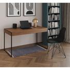 Escrivaninha Industrial Escritório Malta Amêndoa 137x53cm com 1 Cadeira Eames Eiffel Preta Base Ferr
