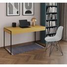 Escrivaninha Industrial Escritório Malta Canela 137X53Cm Com 1 Cadeira Branca Base Ferr Cor: Canela