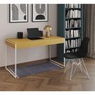 Escrivaninha Industrial Escritório Malta Canela 137x53cm com 1 Cadeira Eames Eiffel Preta Base Ferro