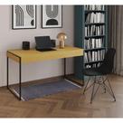 Escrivaninha Industrial Escritório Malta Canela 137X53Cm Com 1 Cadeira Preta Base Ferro Cor: Canela