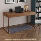 Escrivaninha Industrial Madeira Padrão Office Amêndoa Malta 137x53cm com Base Cobre