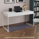 Escrivaninha Industrial Madeira Padrão Office Branca 137X53Cm Com Base Em Ferro Branco