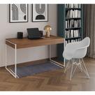 Escrivaninha Industrial Office Estudo Malta Amêndoa 137x53cm com 1 Poltrona Branca Eames Eiffel Base Escrivaninha Industrial Office Estudo Malta Amêndoa 137x53cm com 1 Poltrona Branca Eames Eiffel Base