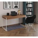 Escrivaninha Industrial Office Estudo Malta Amêndoa 137X53Cm Com 1 Poltrona Preta Base Cor: Amendoa