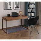 Escrivaninha Industrial Office Estudo Malta Amêndoa 137X53Cm Com 1 Poltrona Preta Base Cor: Amendoa