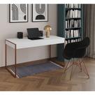 Escrivaninha Industrial Office Estudo Malta Branca 137x53cm com 1 Poltrona Preta Eames Eiffel Base C