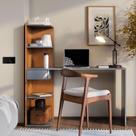 Escrivaninha Infinity Home Office Funcional Com Gaveta E Prateleiras Moderna Para Escritório E Estudo Cinza Canela