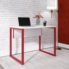 Escrivaninha M90/60p25tub 90cm Industrial Branco E Vermelho