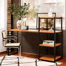 Escrivaninha Marrocos Home Office com Prateleira Estilo Industrial em MDF MDP e Aço 123cm Moderna Resistente para Escritório Estudo e Setup Gamer