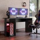 Escrivaninha Mesa de Computador Gamer Estilo Moderno Com Espaço Para 2 Monitores E Gabinetes Home Office Valorant Preta com Azul
