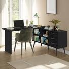 Escrivaninha Mesa de Estudos De Canto 3 Gavetas Preto Lisboa Madesa