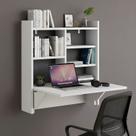 Escrivaninha Mesa Dobrável com Estante 63cm Branco