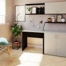 Escrivaninha Mesa Escritório 100cmx47cm 100cm Preto E Cinza Cristal