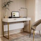 Escrivaninha Mesa Escritório 120cm 2 Gavetas Pés em Aço Olympia