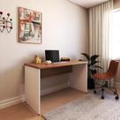 Escrivaninha Mesa Escritório 130cmx60cm 130cm Branco E Carvalho Mel