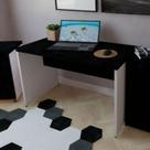 Escrivaninha Mesa Escritório 130cmx60cm 130cm Branco E Preto
