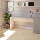 Escrivaninha Mesa Escritório 150CMX47CM 150cm Branca e Cinza Cristal Escrivaninha Mesa Escritório 150CMX47CM 150cm Branca e Cinza Cristal