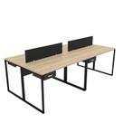 Escrivaninha Mesa Escritório 2 Gavetas 4 Lugares 240cm Industrial Carvalho E Preto
