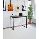 Escrivaninha Mesa Escritório 90x60 90cm Preto Fosco E Nogal